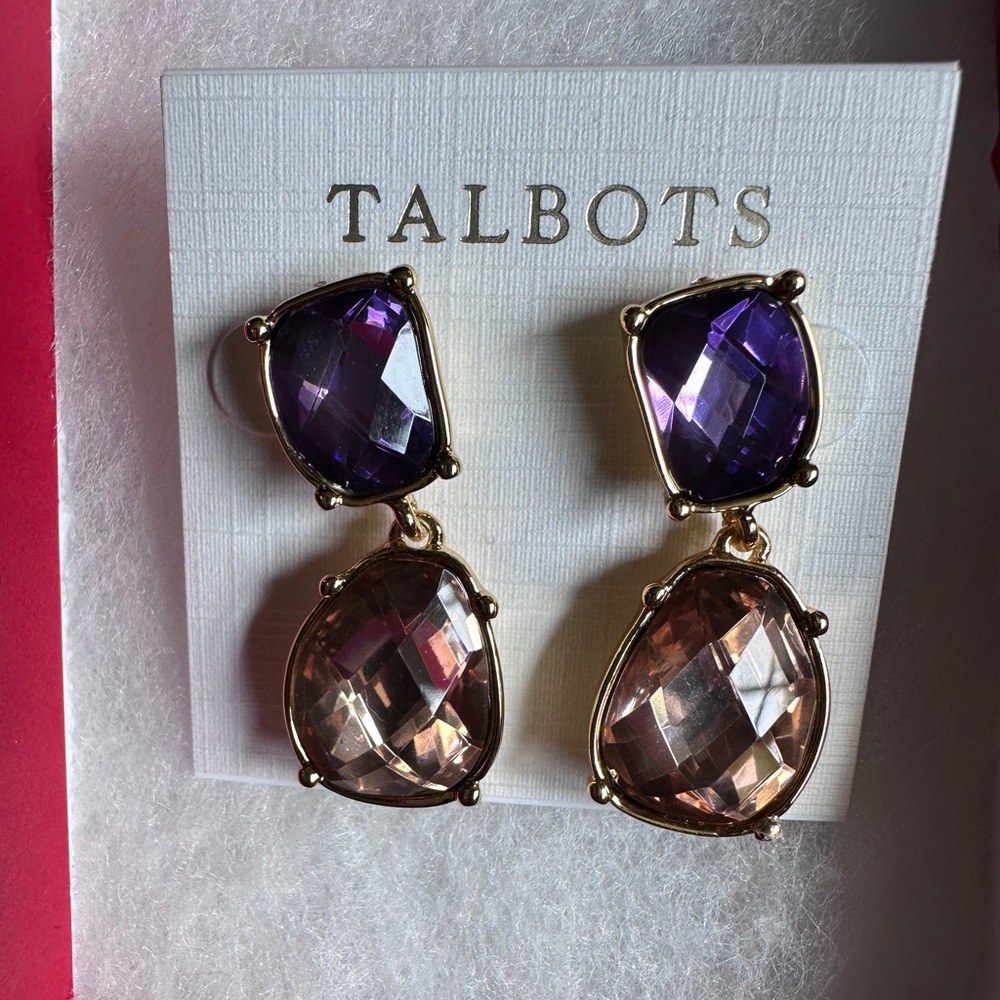 Talbots Purple and Brown Gemstone Earrings